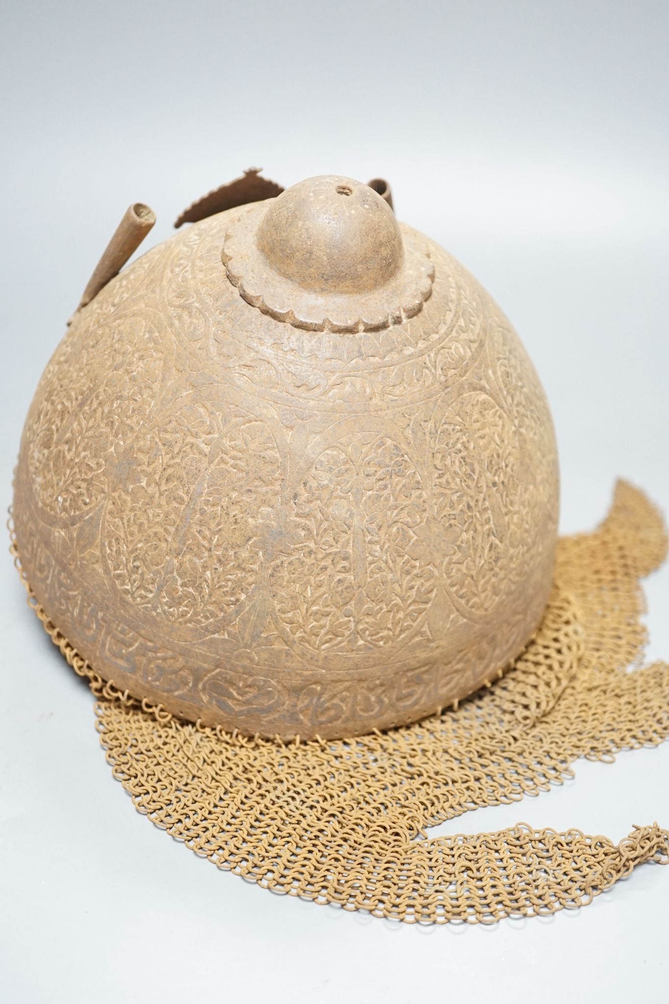 A 19th century Indo-Persian steel helmet (kulah-khud)